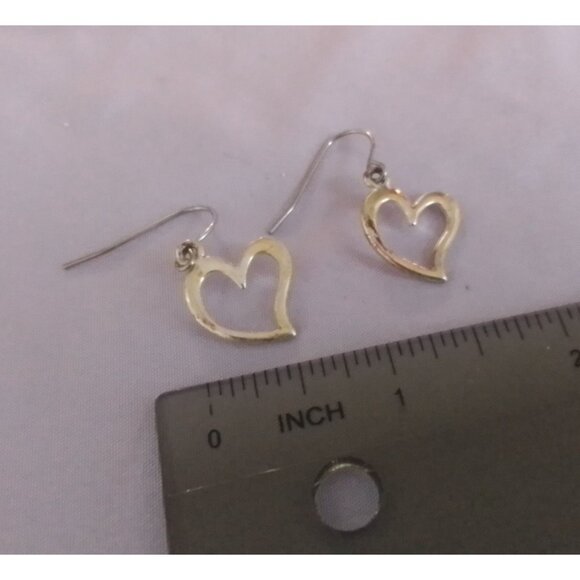 Gold Tone Heart-Shaped Dangle Earrings - Picture 3 of 4